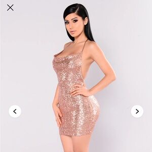 Fashion Nova Sequin Rose Gold Mini Dress
